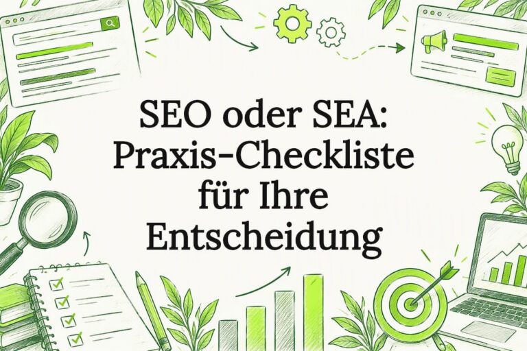 SEO- und SEA-Entscheidung als Titelkarte