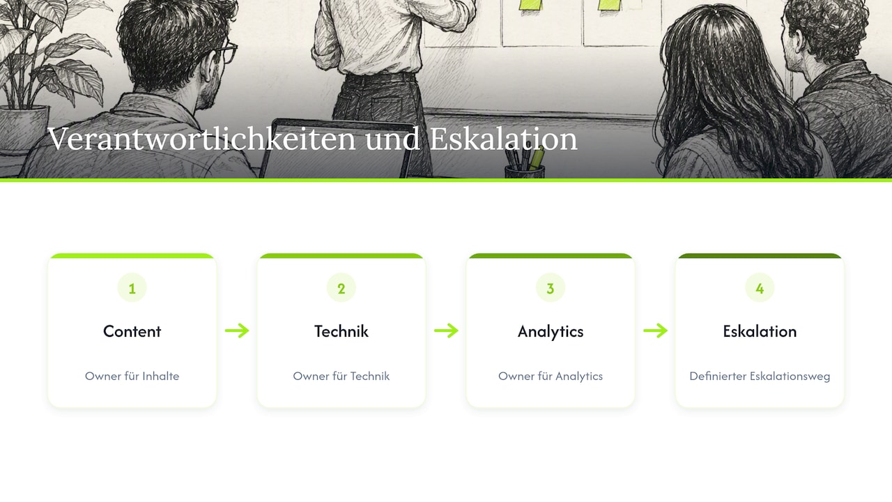 Aufgabenbereiche und Eskalationsweg für LLM SEO