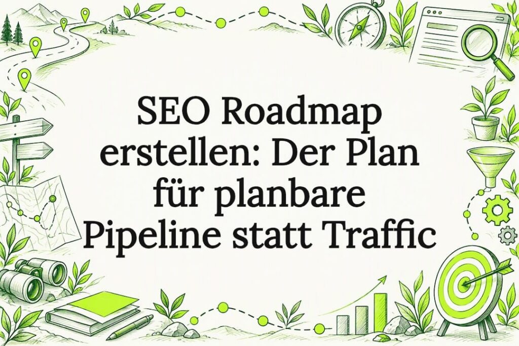 Die SEO-Roadmap-Skizze umrahmt den Artikeltitel